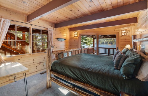 Truckee Cabin | Donner Bliss - Remodeled Lakefront Log Cabin on Donner, 180 Views, Dog Friendly, with Private Pier