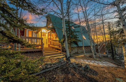 Indian Mountain Cabin | Sunset View A Frame: Privacy, Hot Tub, Pet Friendly, Mid-Mod Vibes