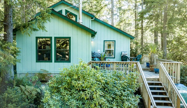 Comfortable cottage with a washer/dryer, fireplace, deck, beach access