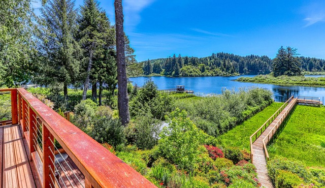 Contemporary waterfront home w/ a private hot tub & dock!