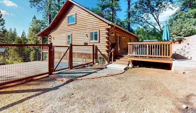Dog-friendly woodland cabin with fireplace, 2 decks & great location