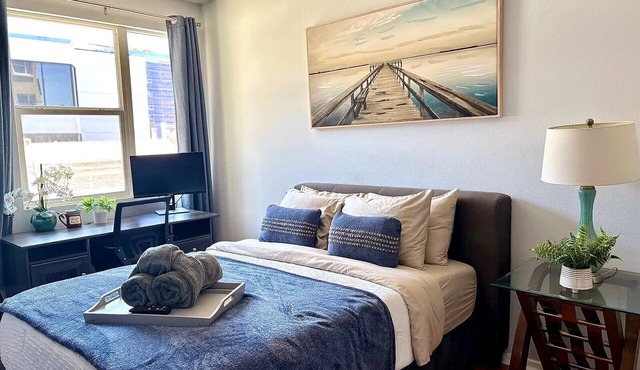 Furnished Hillcrest 1BR · 12-min Walk to Scripps · Work-Ready · Pool + EV