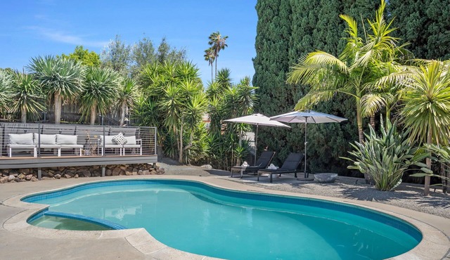 MCM Retreat w/Pool & Spa | Lush, Quiet, Central