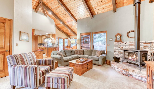 Quiet family home complete w/a gas fireplace & a furnished deck - near town
