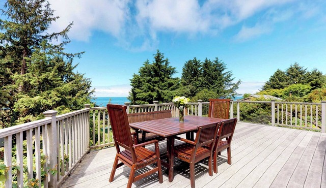 Upscale house with ocean views entertainment and large deck beach nearby